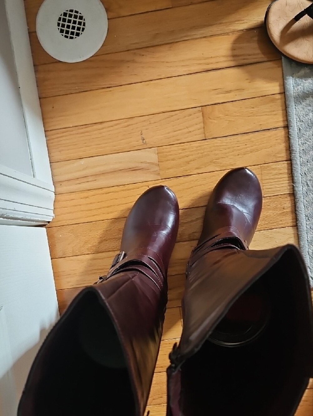 Women’s Tall Buckle Riding Style Boots in Dark Brown Leather - Picture 9 of 13